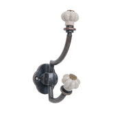 Vintage stílusú, fehér színű kerámiagombos fémfogas